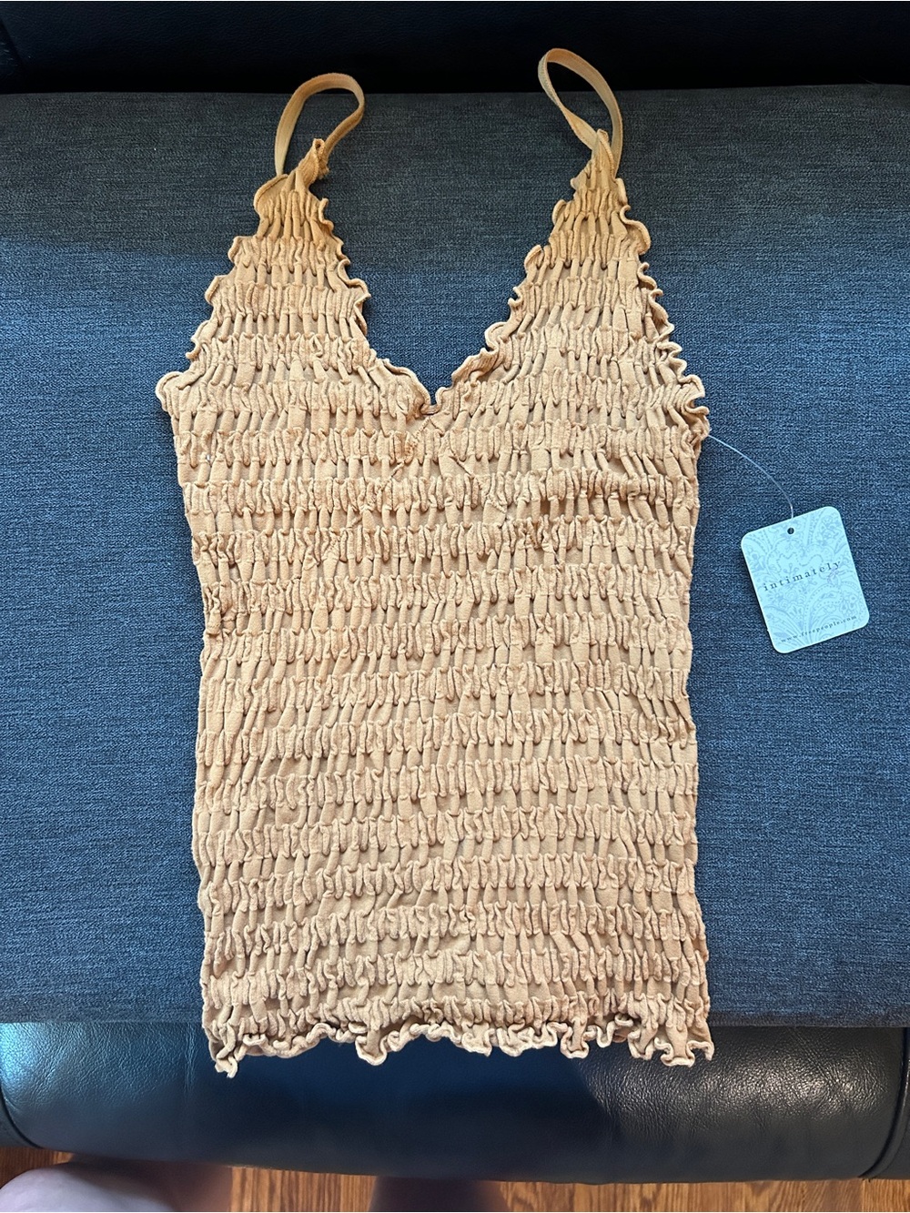 Intimately by Free People Smocked V-Neck Spaghetti Strap Tank Top